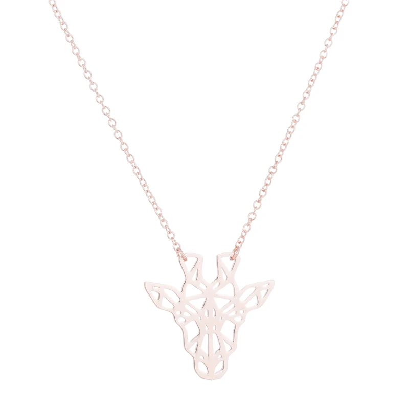 Новое милое геометрическое полое ожерелье с головой жирафа в виде животных