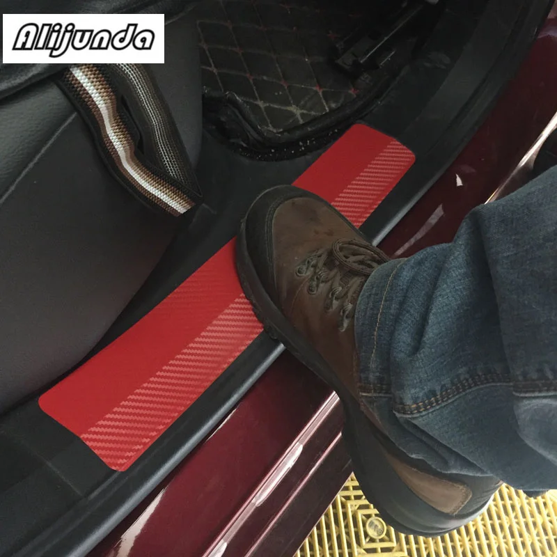 4 шт.. Автомобильная наклейка из углеродного волокна наклейки порог крышка против