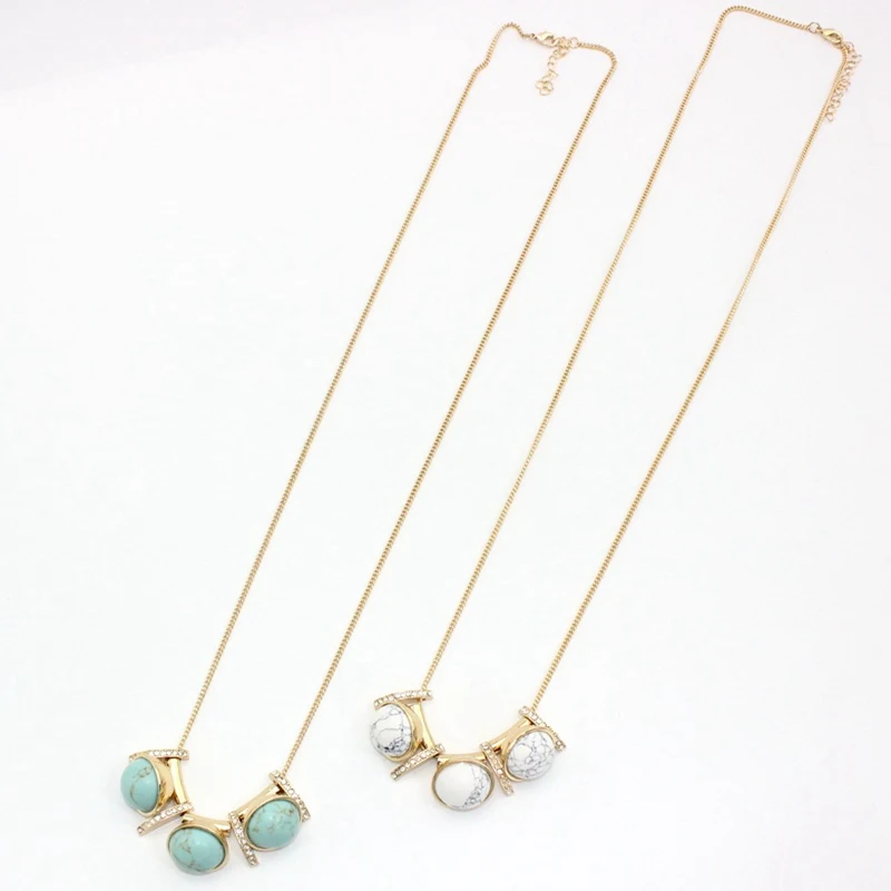 Женское Ожерелье Szelam из натурального камня зеленого/белого цвета длинное