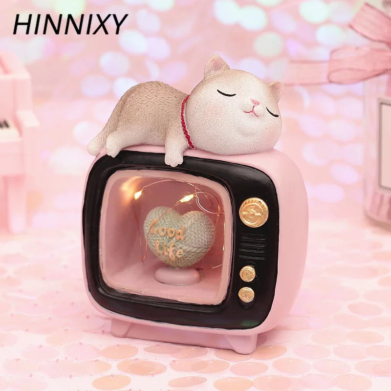 Hinnixy Ретро смоляный ночник для девочек украшения спальни светящаяся ТВ лампа в