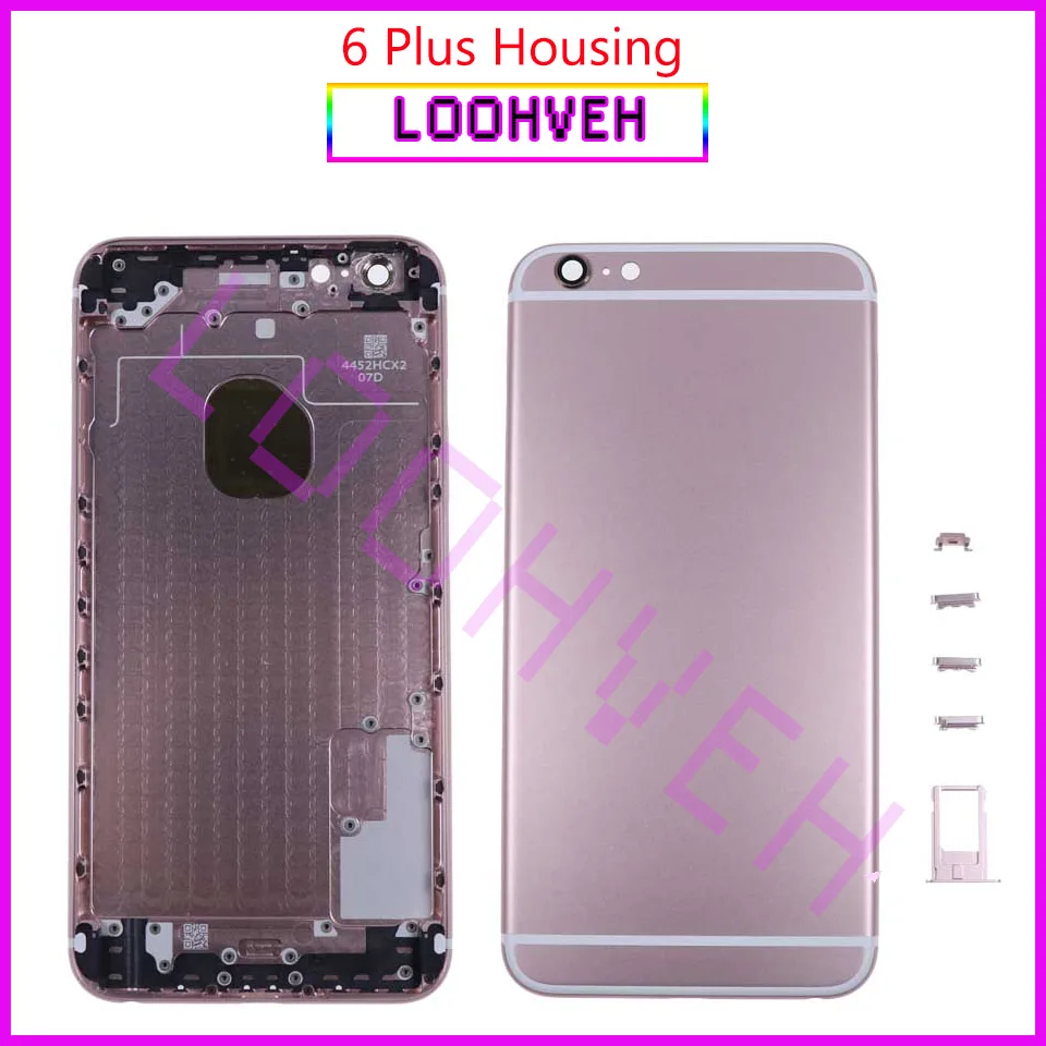 Задняя Корпус для iPhone 6 6S плюс металлическая задняя крышка чехол Батарея крышка Корпус 6 plus 6S Plus средняя рамка Шасси Корпус изготовленный на заказ IMEI+ подарок - Цвет: 6P Rose gold