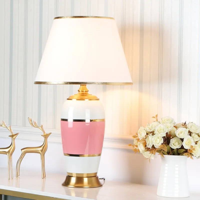 Европейские роскошные высококачественные настольные лампы белая ткань абажур