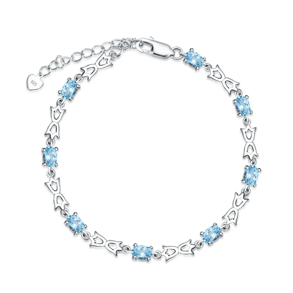 GEM'S балетные 925 пробы Серебряный Драгоценный Камень 4.8Ct натуральный синий браслеты с топазами и браслеты для женщин классические ювелирные изделия
