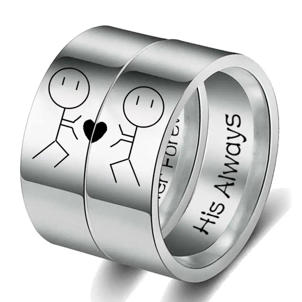 Her Forever его всегда мультфильм абстрактное кольцо из нержавеющей стали пара