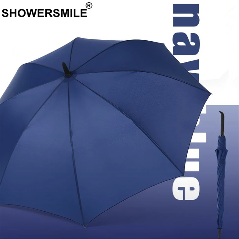 SHOWERSMILE Golf Umbrella Windproof for Men Long Handle Black Rain Gentleman Business Guarda Chuva Mens Gifts | Дом и сад