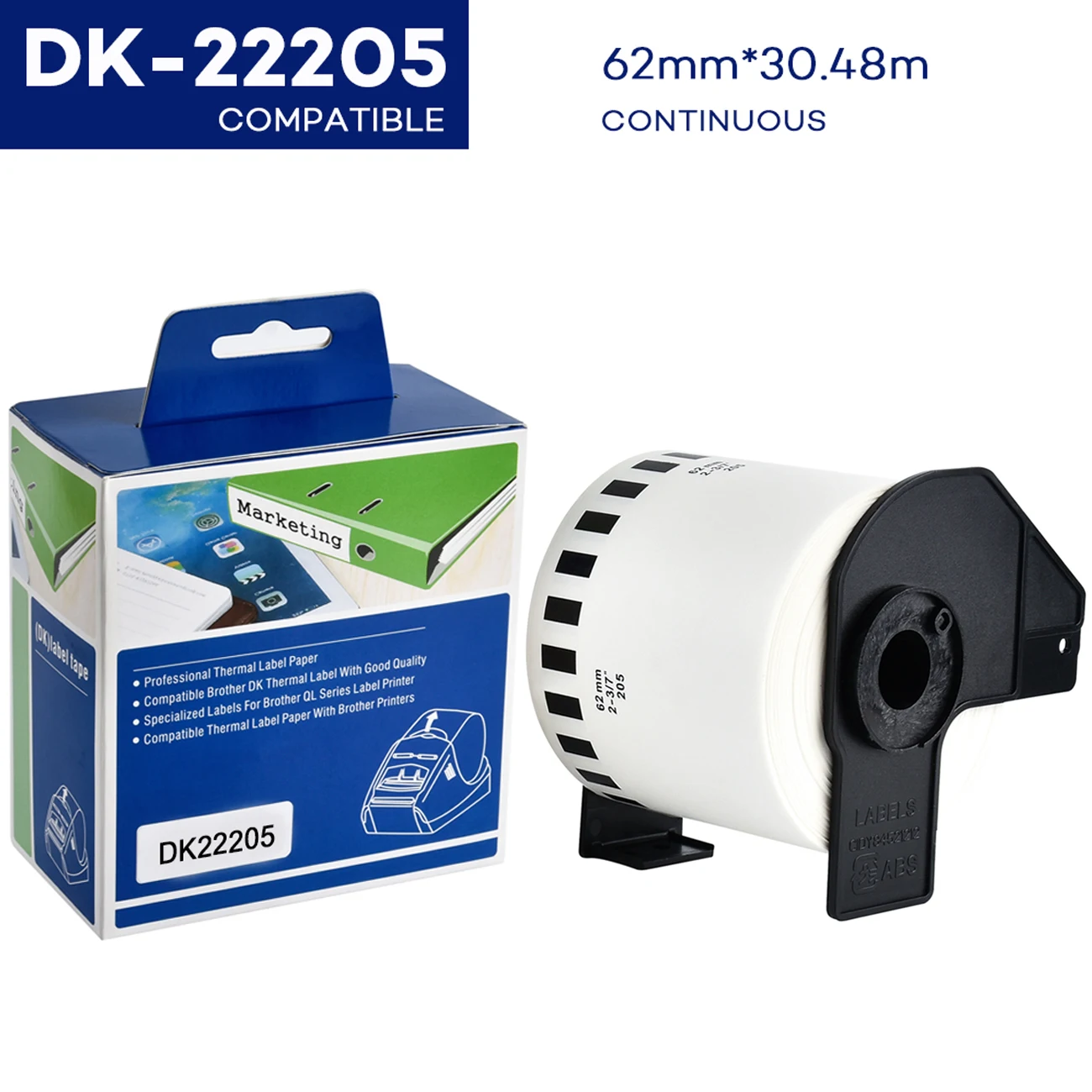 CIDY 5 рулонов DK-22205, совместимый с Brother Labels DK-22205 DK 2205 DK 205 непрерывные этикетки для QL570 QL700