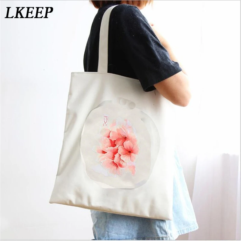 Environmental Protection Shopping Bags Women Flowers Print Shoulder Canvas Student Books Storage Package | Багаж и сумки