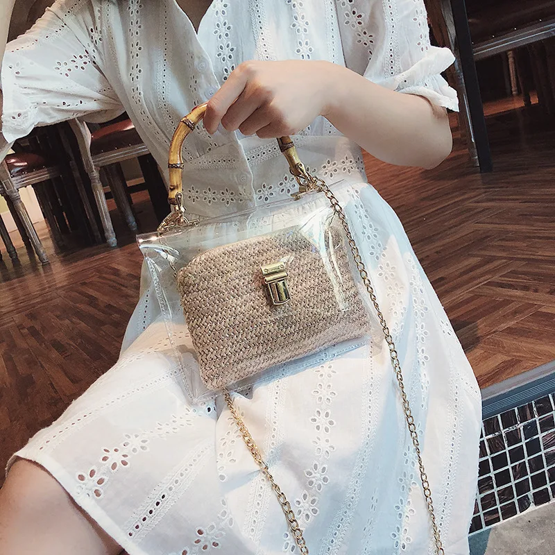 Amberler женские сумки из ПВХ летняя женская сумка на плечо Новая модная цепочке