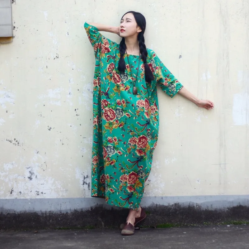 SCUWLINEN Vestidos, женское летнее платье больших размеров, свободное, повседневное, винтажное, с принтом, с коротким рукавом, длинные, вечерние, с цветочным рисунком, льняное платье S04