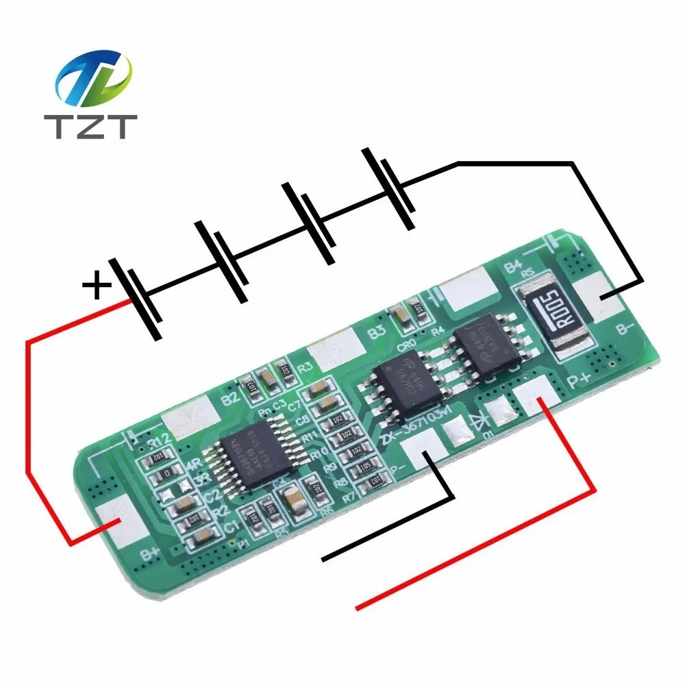 Защитная плата управления BMS 4A 5A PCB для 4 упаковок 4S 18650 литий ионная литиевая