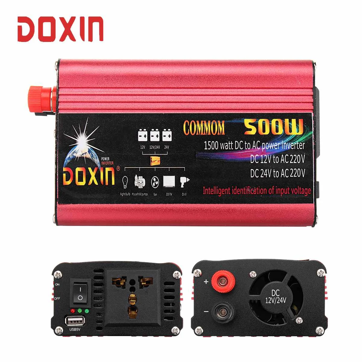 500 Вт инвертирующий usb-усилитель мощности конвертер DC 12 В/24 В к AC 220 В 1000 Вт пики мощность авто Инвертор преобразователи Модифицированная синусоида