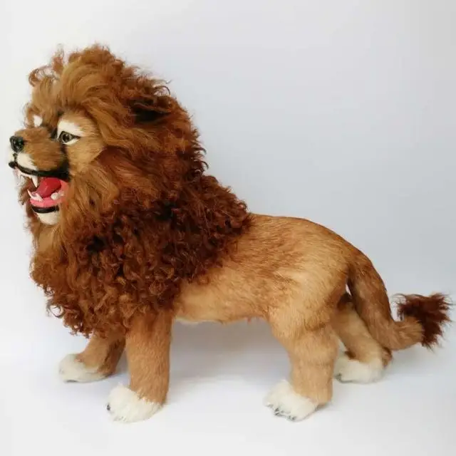 Большой 50x34 см искусственный лев из пластика и меха модель льва ручная работа