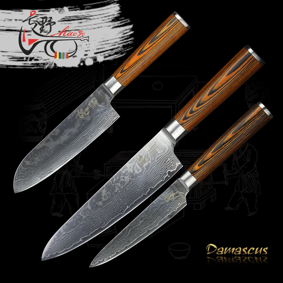 Haoye 3 шт. Японии VG10 Дамаск 8 &quotшеф повар Ножи и 7&quot santoku &amp 5 &quotнож Новый Кухня multi