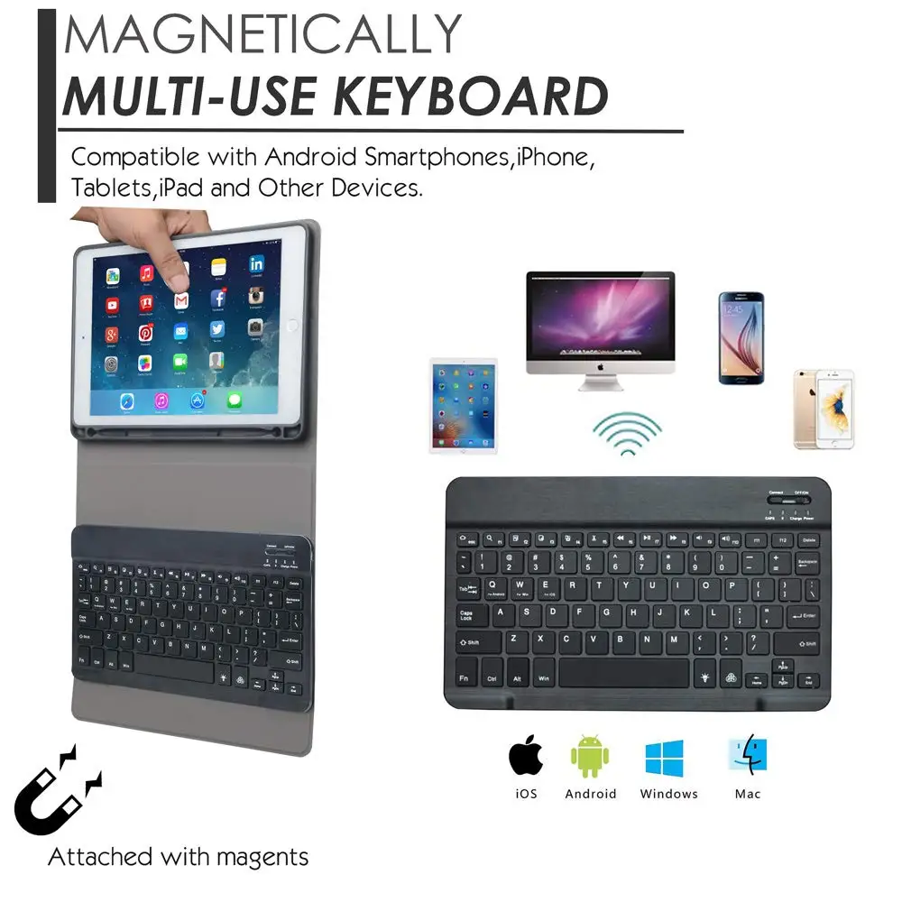Для iPad 6th 9,7 чехол с подсветкой Клавиатура W Карандаш держатель ультра тонкий смарт-чехол для iPad 6th Pro 9,7 Air 2 Чехол клавиатура