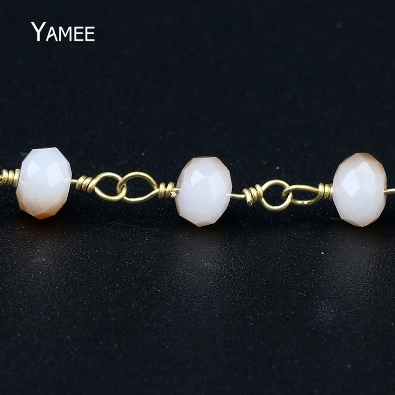 4*6mm Faceted Abacus Bead Chains Handmade Glass Champagne Beads Antique Pure Copper Rosary Chain 5M | Украшения и аксессуары