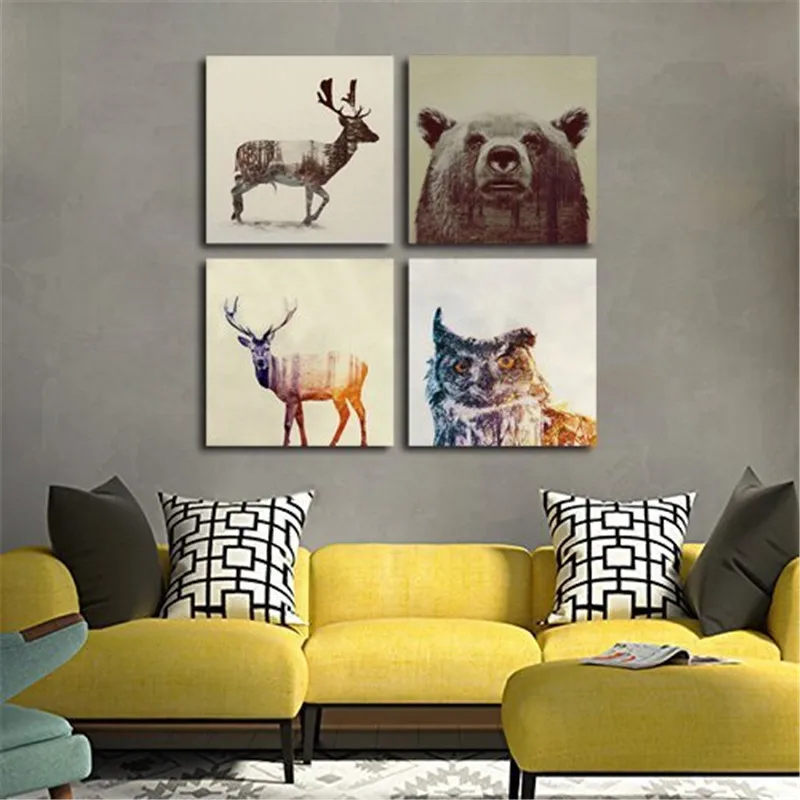 Акварельные скандинавские животные Лев медведь панда художественные принты