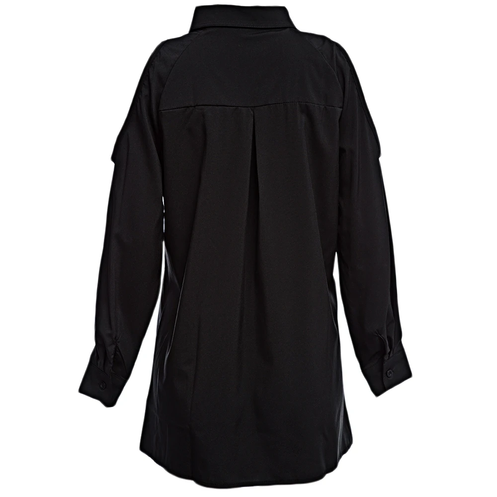 Летняя шифоновая блузка шикарная с отложным воротником длинным рукавом вырезами