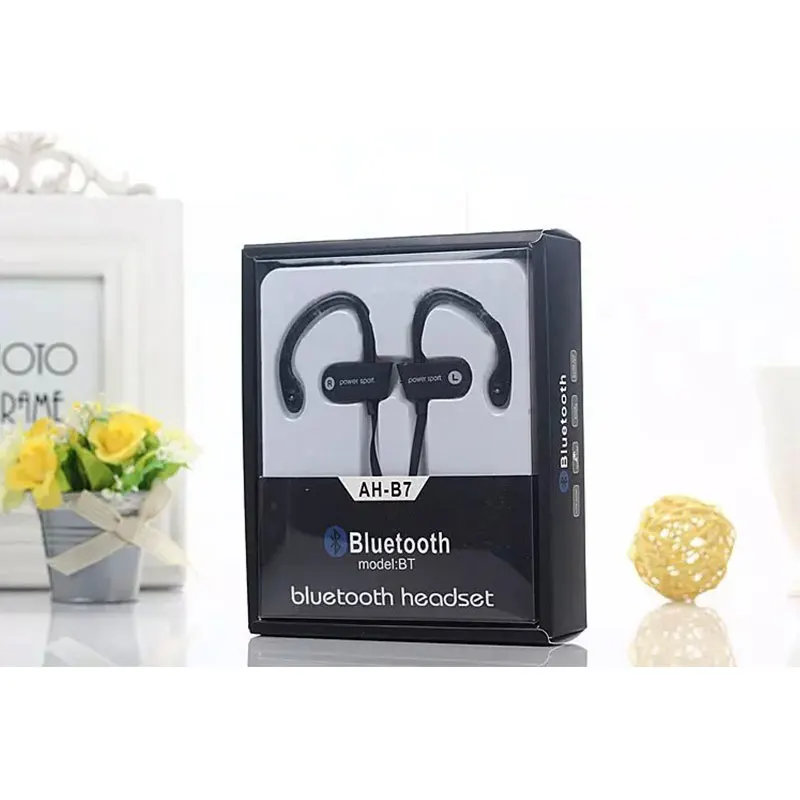 Мобильный телефонная Bluetooth гарнитура B7 висит ухо движения двустороннее стерео