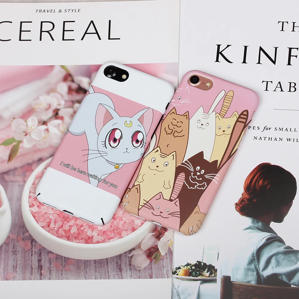 Hard Full Cover PC cute Cats Phone Case For iphone 6 7 8 x plus fundas plastic Capa Cases |