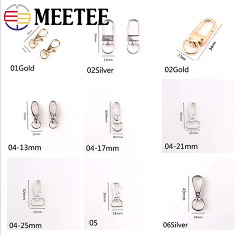 Металлические пряжки Meetee 20/50 шт 13 25 мм ремешок для сумки подвесная Пряжка брелок