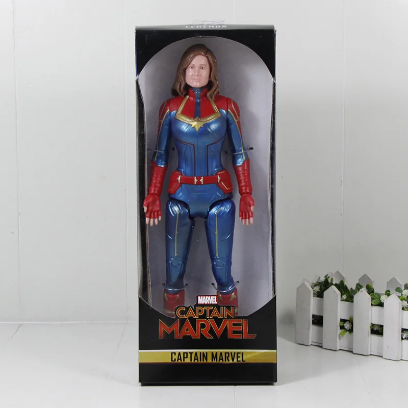 Carol in box Мстители эндгейм фигурка игрушка Супер Герои Капитан Америка Железный человек Человек-паук Халк Тор Росомаха танос ПВХ фигурка игрушка 30 см - Цвет: Carol in box