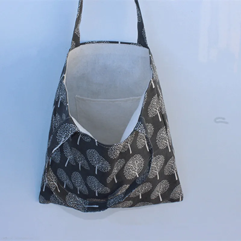 Сумка-тоут YILE многоразовая сумка через плечо из хлопка и льна с принтом дерева