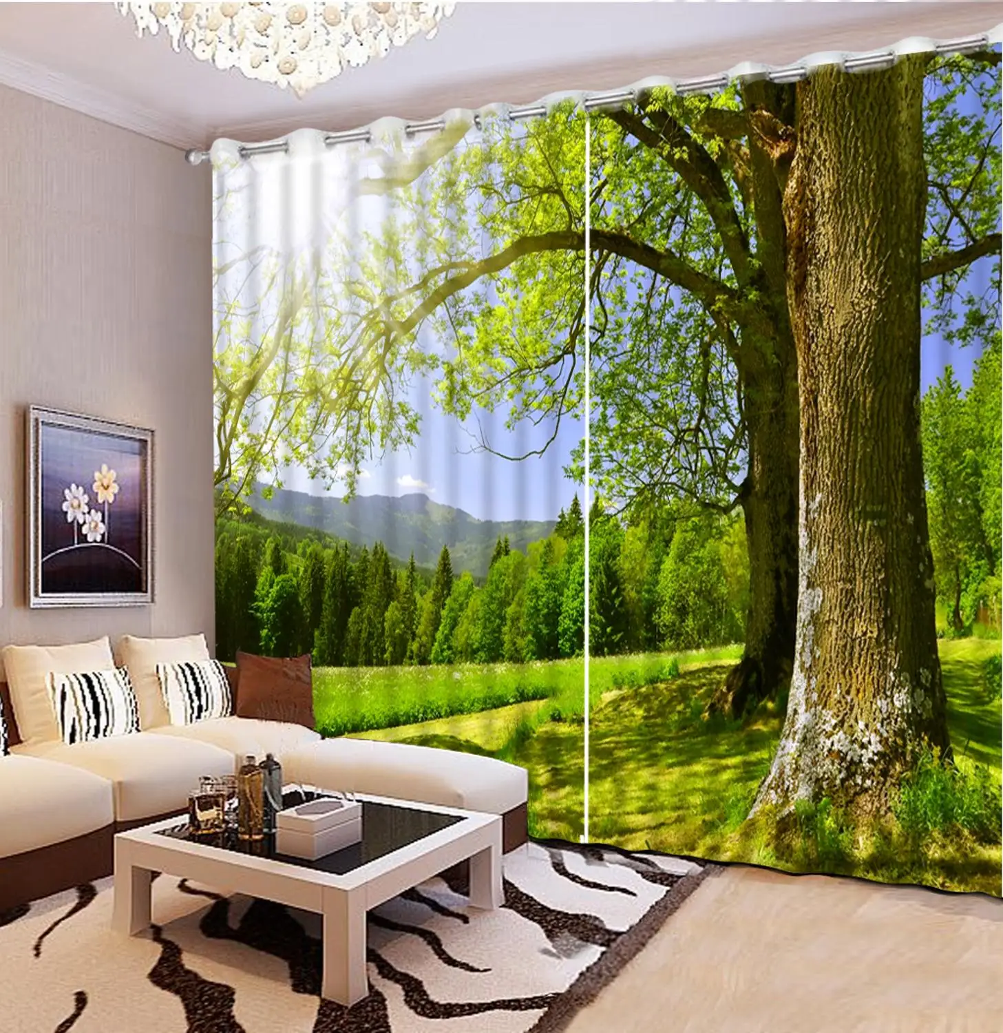 

customize photo curtains 3d Blackout 3D Window Curtain Living Room wedding Big tree scenery Japanese Style Curtains