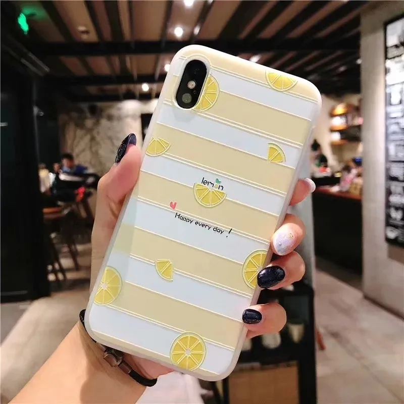 Милый мягкий силиконовый чехол из ТПУ с 3D фруктовым узором для iPhone X, тонкий бампер для телефона, чехол для iPhone XS MAX XR, задняя крышка 6, 7, 8 Plus - Цвет: 3