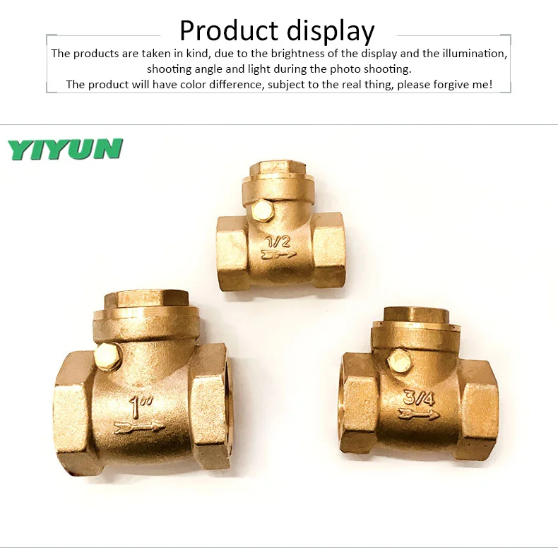 YIYUN горизонтальный латунный обратный клапан 1/2 &quot3/4&quot 1 &quotмедный один внутренняя