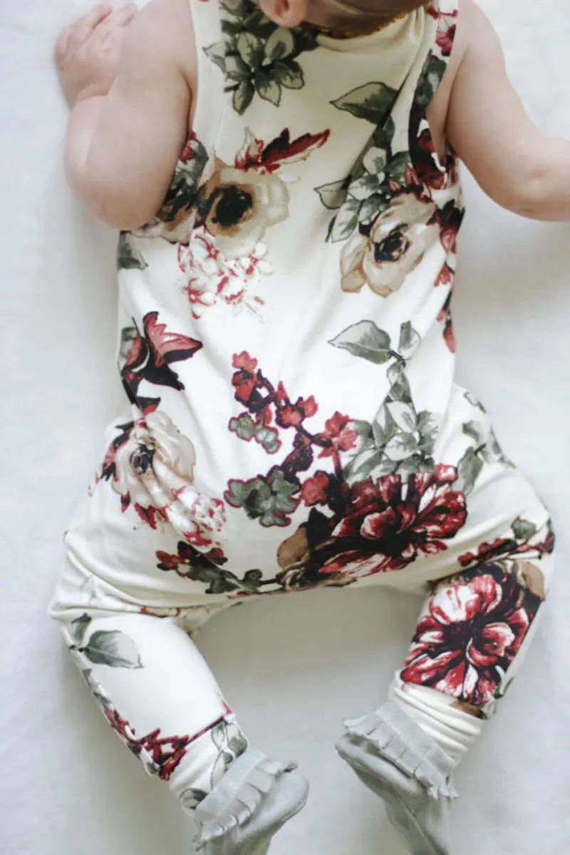 Детский летний комбинезон с пионами без рукавов|baby romper jumpsuit|baby rompersrompers rompers |