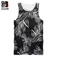ogkb male sleeveless shirt hot fitness 3d tank tops print forest leaves casual plus size tops tees man spring vest dropshipping