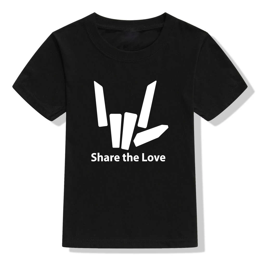 Новинка года; модные детские футболки с надписью «Share The Love»; футболка с короткими рукавами и круглым вырезом для мальчиков; модные мягкие футболки в уличном стиле для девочек