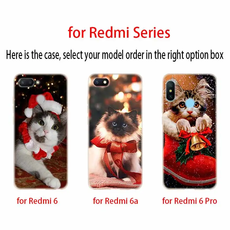 Силиконовый прозрачный чехол с рождественским котом для Xiaomi Redmi Note 10 9 8 7 6 5 Pro Max 9T 8T