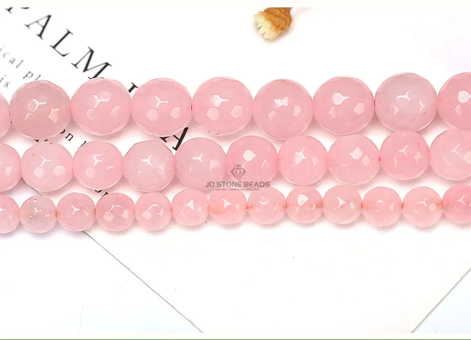 NATURAL FACETED Натуральный розовый кварц ледяная Роза Кристалл Круглые бусины 4 6 8 10 12 мм DIY браслет и ожерелье для изготовления ювелирных изделий - Цвет: NATURAL FACETED