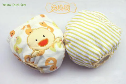yellow duck sets 3 слоя милые детские тренировочные трусы девушки Обучения Шорты для мальчиков и девочек ткань Подгузники хлопковые подгузники нижнее белье SY007 - Цвет: yellow duck sets