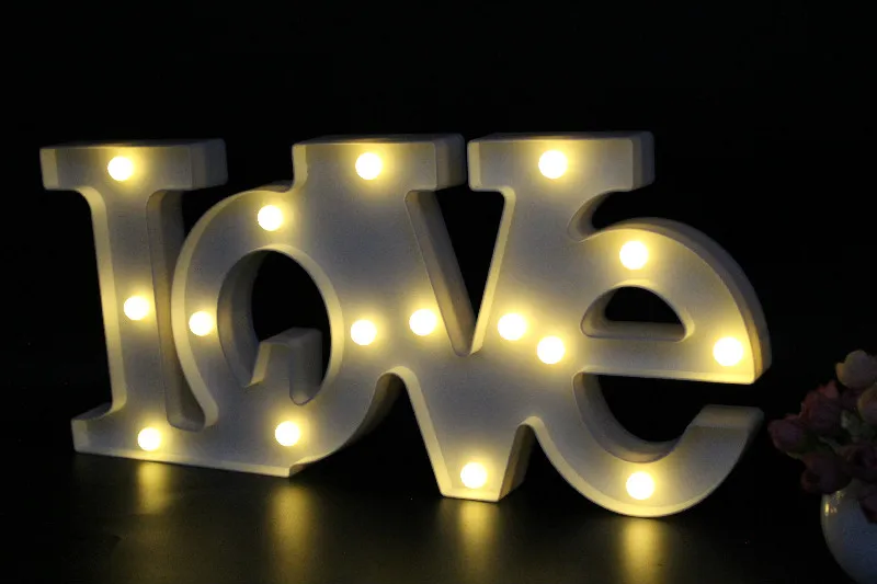 Светодиодная романтическая 3D лампа с буквенным знаком ночник теплый свет