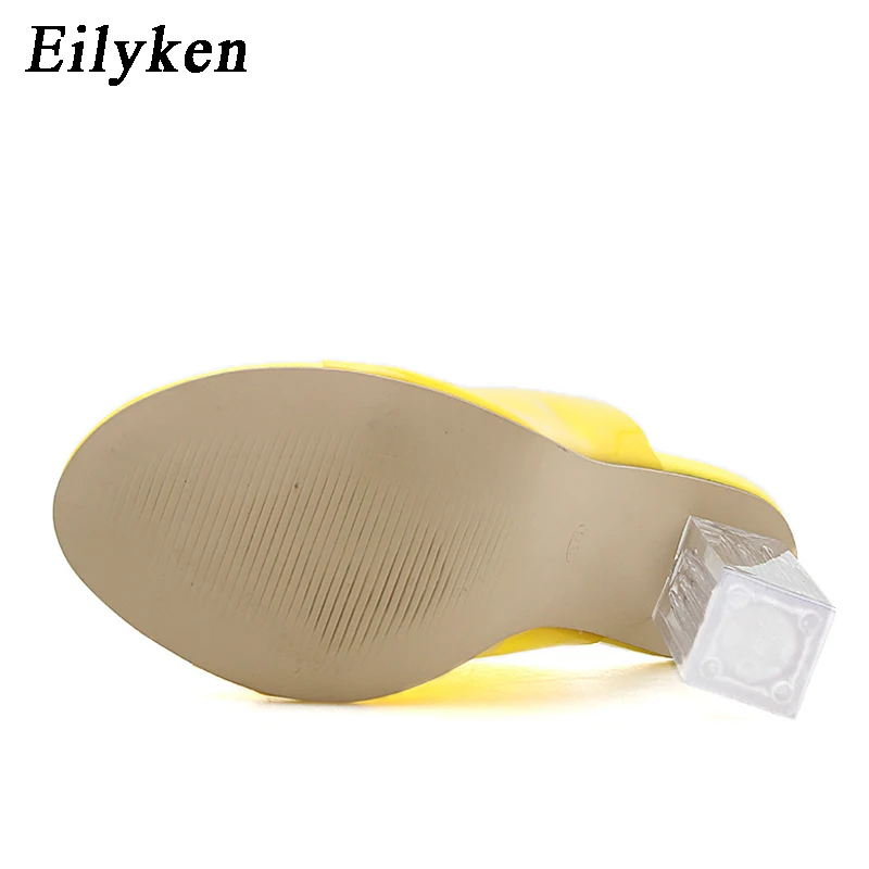 Eilyken/женские шлепанцы; Цвет фиолетовый, желтый; ПВХ; прозрачные высокие каблуки; летние шлепанцы; босоножки; Туфли-лодочки; размер 42