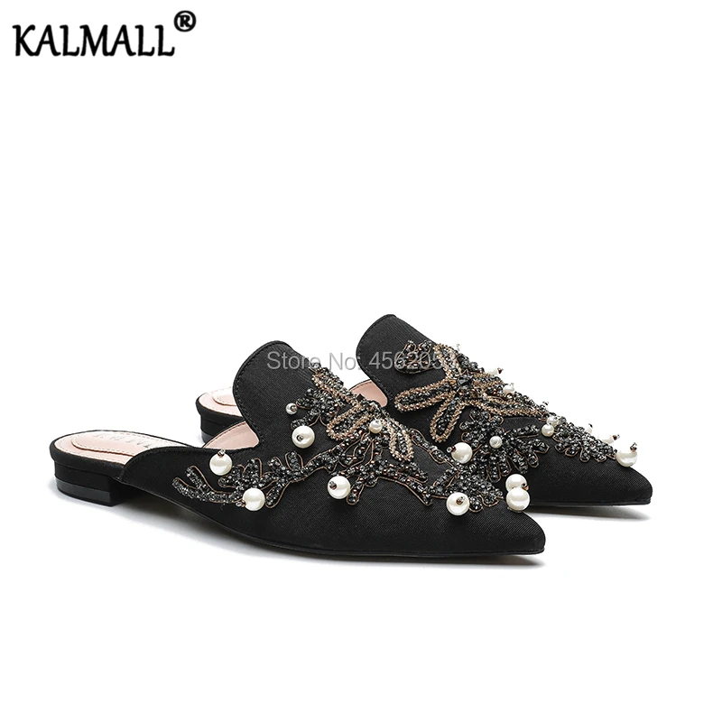 KALMALL/Дизайнерские роскошные женские мюли Zapatos Mujer Обувь с вышивкой и