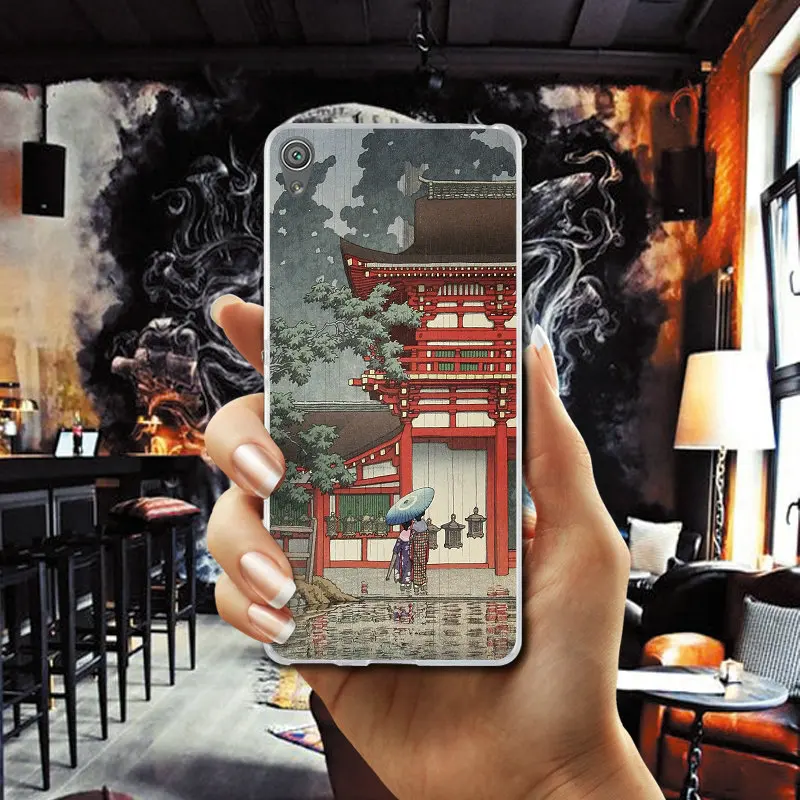 For Sony Xperia Z1 Z2 Z3 Z4 Z5 Compact Premium M2 M4 M5 E3 E5 T3 XA Soft Mobile Phone Cases Ancient Japanese Architecture Art |