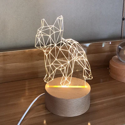 Mycyk 3d твердый деревянный подарок usb Ночник подарок домашний День Святого Валентина кошка ходить назад моделирование Шиба ину Такса в форме ночной лампы