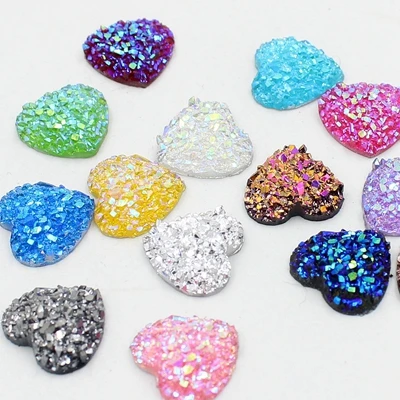 Mixed colors Новая мода 50 шт./лот 12 мм много AB Цвет руды поверхности дизайн Flatback смолы сердце камень Бусины, смолы flatback Стразы - Цвет: Mixed colors