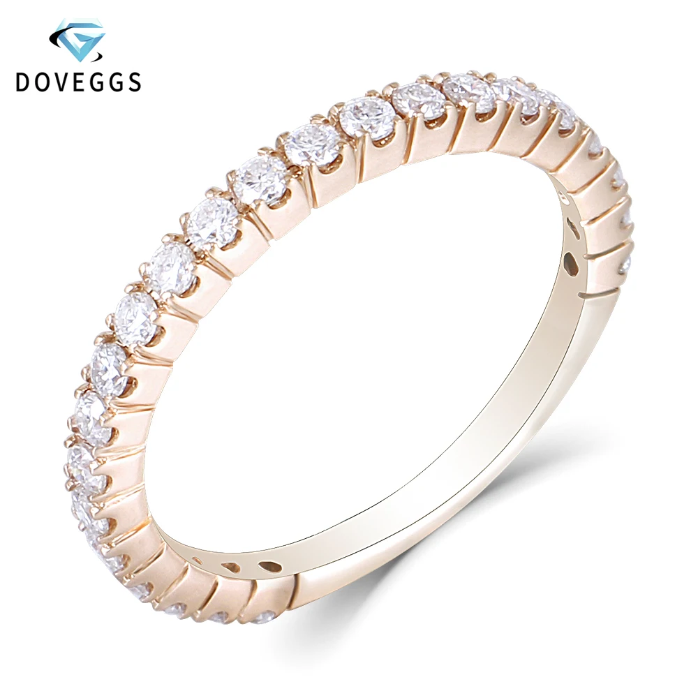 DovEggs классический 14K розовое золото 0.48ctw 1 7 мм Муассанит вечность свадебный