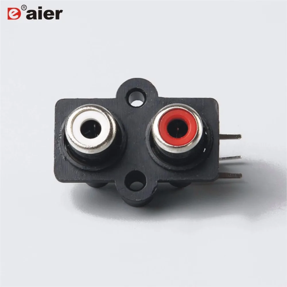 20 шт. RCA Jack 2 отверстия гнездовой разъем AV2-8.4-7 печатного монтажа AV аудио и видео панель Jack черный и красный цвет отверстия