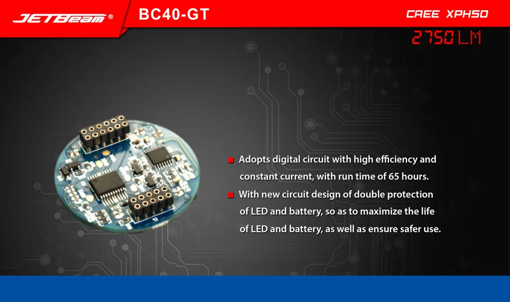 Новинка 2019 высококачественный фонарь Jetbeam BC40GT/прожектор 2750Lm XHP50 LED Прямая