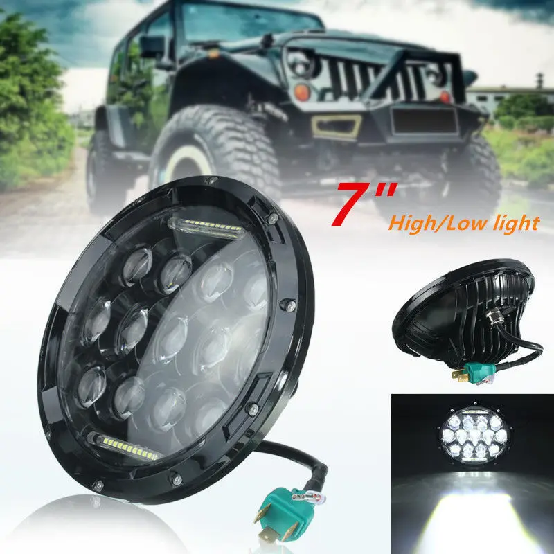 7 дюймов 75 Вт СВЕТОДИОДНЫЕ Фары H4 H13 DRL Hi/Lo луч для JEEP CJ JK TJ Wrangler Harley | Лампы и