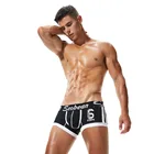 Мужские хлопковые трусы-боксеры SEOBEAN с буквенным принтом 6, пикантное эластичное нижнее белье для мужчин