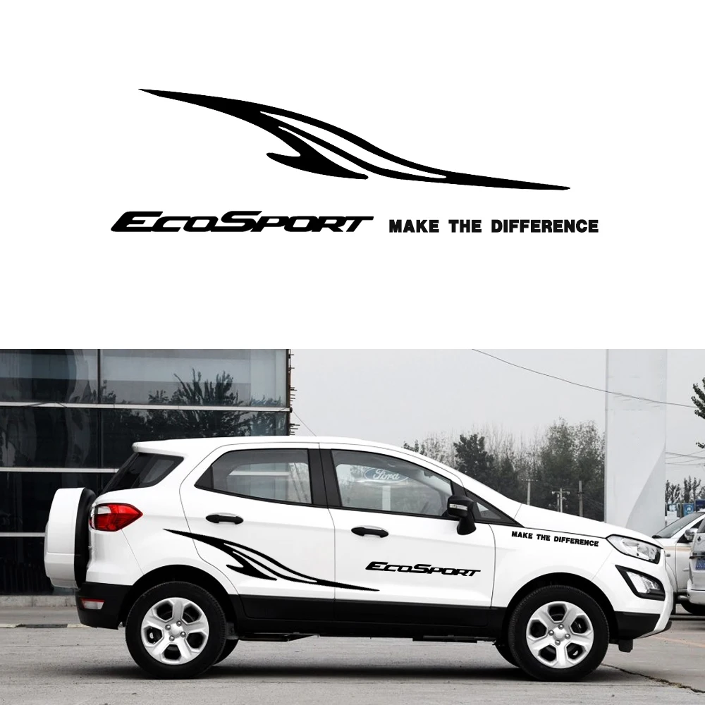 Black Автозапчасти для автомобиля Стайлинг для Ford EcoSport боковая наклейка на кузов автомобиля наклейка грузовик наклейки DIY декоративный автомобильный стикер аксессуары 280 см - Название цвета: Black