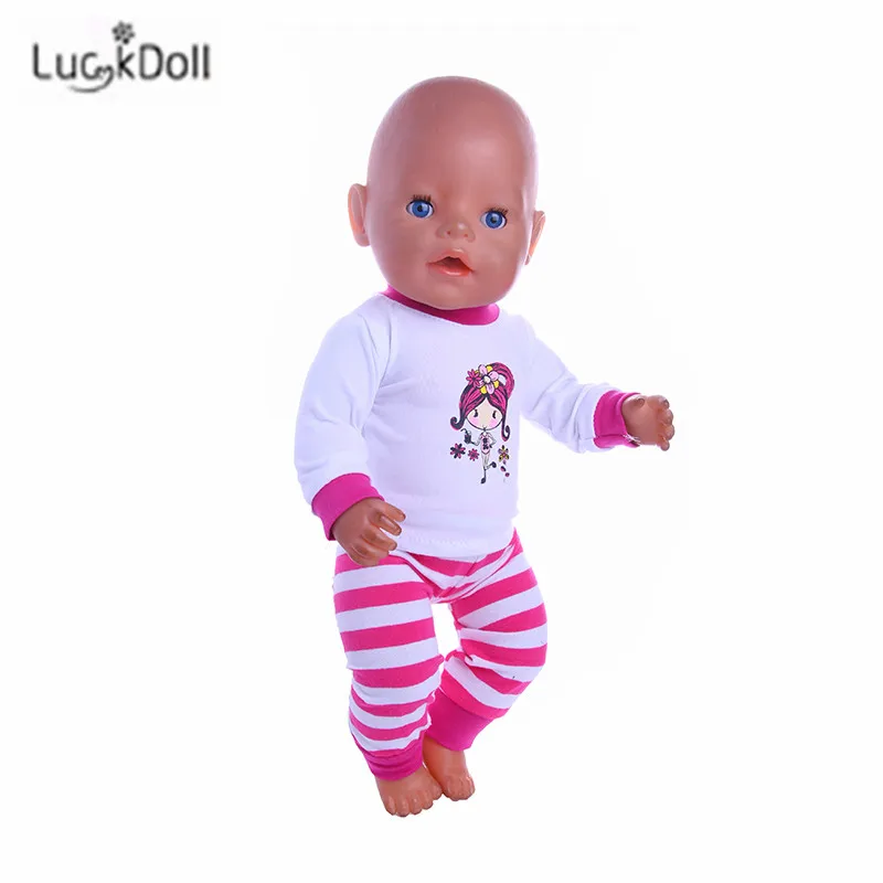 LUCKDOLL модные новые летние Повседневное милых пижам для 43 см для ухода за ребенком для мам куклы или 18-дюймовые куклы аксессуары лучший подарок