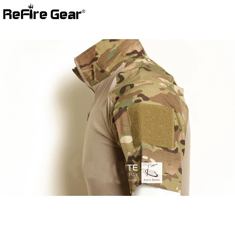 Refire gear летняя камуфляжная армейская боевая рубашка мужская Военная тактическая рубашка поло США страйкбольная камуфляжная рубашка поло с коротким рукавом