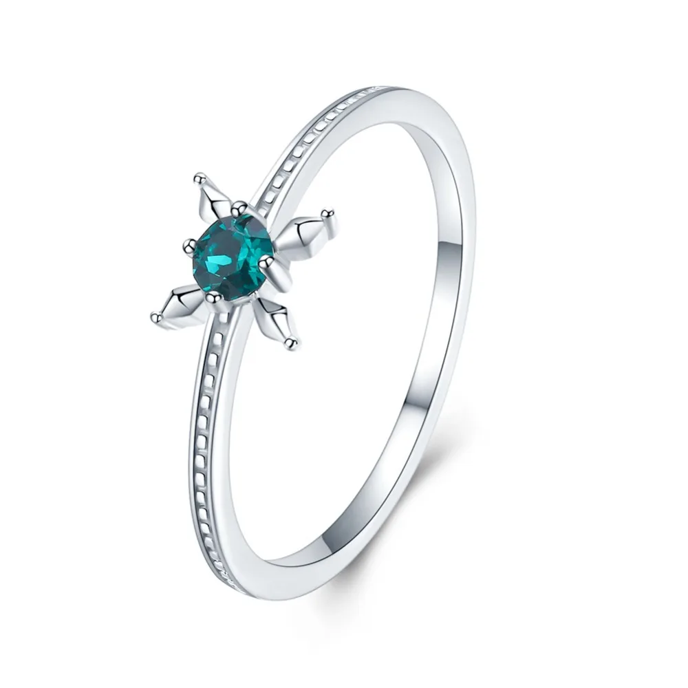 Изысканный зеленый кристалл от кольца swarovski для женщин Настоящее 925 пробы серебро простой стиль обручение ювелирные изделия кольцо подарки